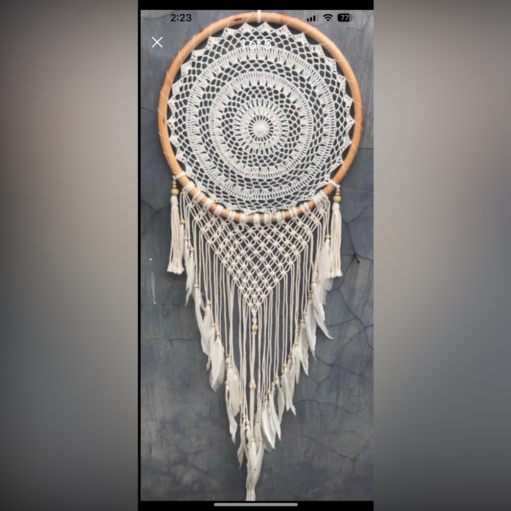 🕊️ BOHEMIAN OVERSIZED SERENITY DREAMCATCHER crochet feather wall art decor